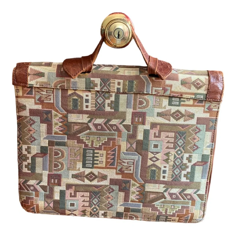 Echteleder vintage tapestry briefcase